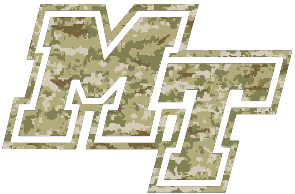 Middle Tennessee Blue Raiders MT Logo Salute to Service Camouflage Camo Vinyl Decal PICK SIZE