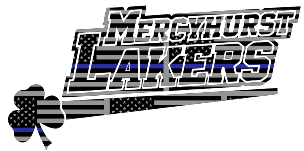 Mercyhurst Lakers Team Logo Thin Blue Line American Flag Premium DieCut Vinyl Decal PICK SIZE