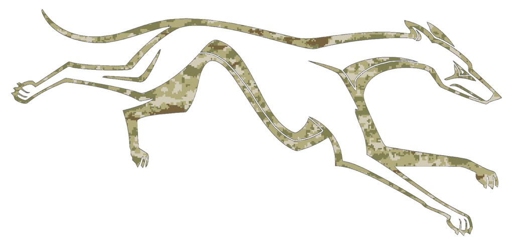 Loyola Maryland Greyhounds Mascot Logo Salute to Service Camouflage Camo Vinyl Decal PICK SIZE