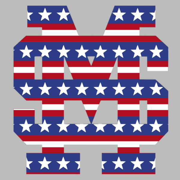 Mississippi State Bulldogs MS Logo Stars & Stripes USA American Flag Vinyl Decal PICK SIZE