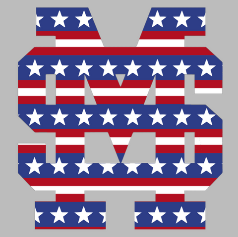Mississippi State Bulldogs MS Logo Stars & Stripes USA American Flag Vinyl Decal PICK SIZE