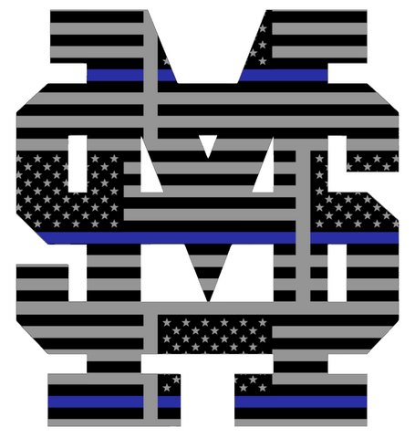 Mississippi State Bulldogs MS Logo Thin Blue Line American Flag Premium DieCut Vinyl Decal PICK SIZE