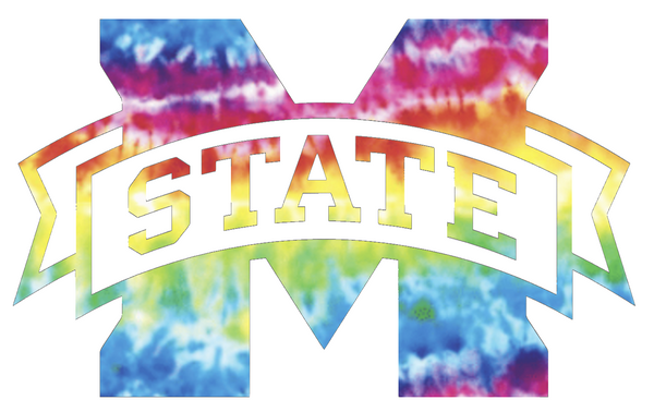 Mississippi State Bulldogs Retro Throwback Logo Crucial Catch Cancer Tie Dye Vinyl Decal PICK SIZE