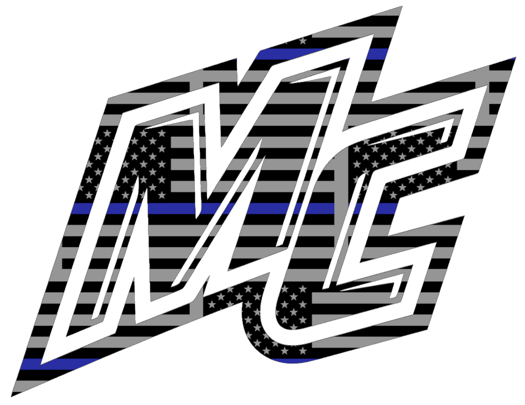 Merrimack Warriors Team Logo Thin Blue Line American Flag Premium DieCut Vinyl Decal PICK SIZE