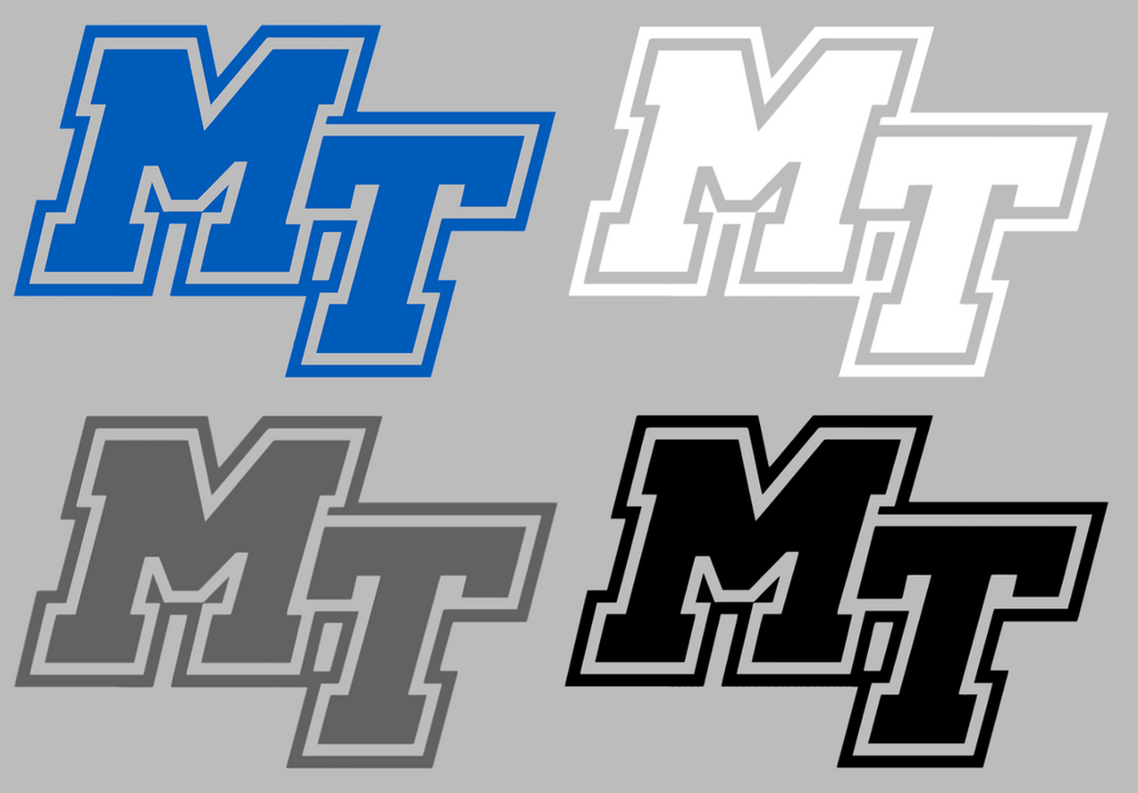 Middle Tennessee Blue Raiders MT Logo Premium DieCut Vinyl Decal PICK COLOR & SIZE