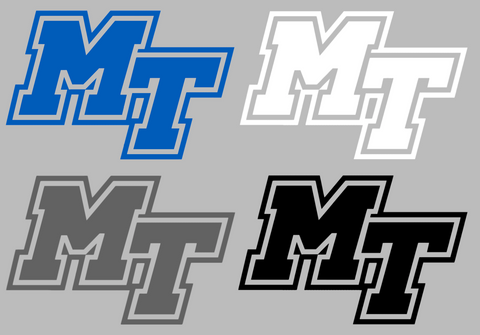 Middle Tennessee Blue Raiders MT Logo Premium DieCut Vinyl Decal PICK COLOR & SIZE
