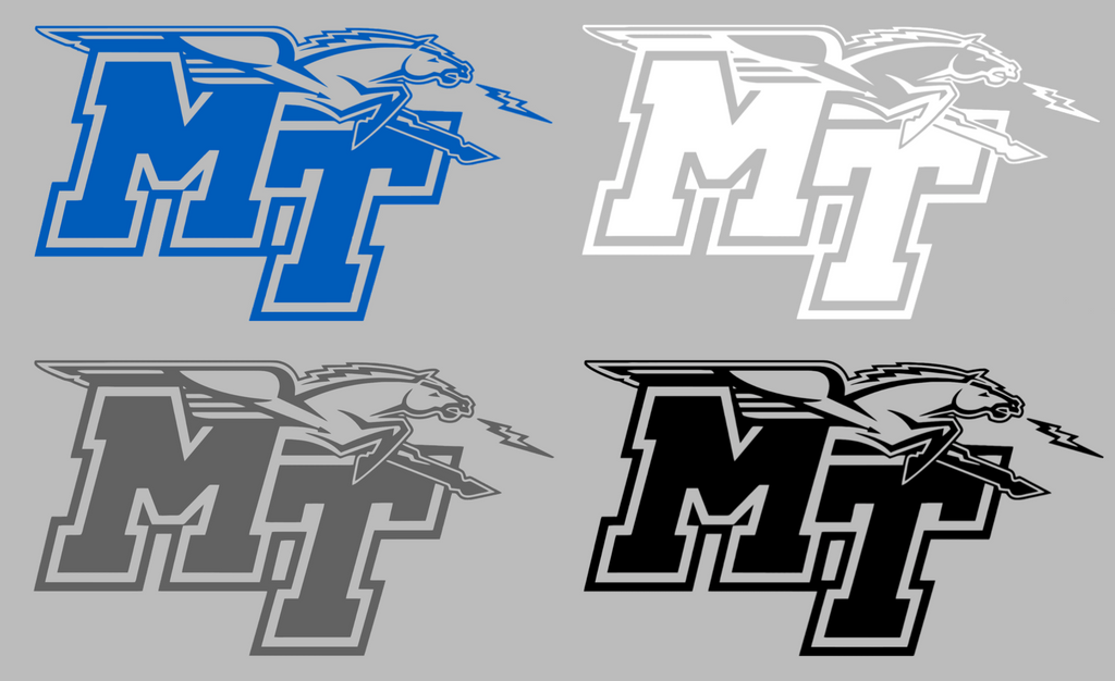 Middle Tennessee Blue Raiders Team Logo Premium DieCut Vinyl Decal PICK COLOR & SIZE