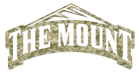 Mount St Marys Mountaineers Team Logo Salute to Service Camouflage Camo Vinyl Decal PICK SIZE