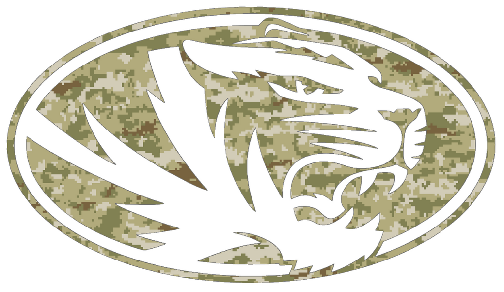 Missouri Tigers Team Logo Salute to Service Camouflage Camo Vinyl Decal PICK SIZE