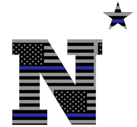 Navy Midshipmen Team Logo Thin Blue Line American Flag Premium DieCut Vinyl Decal PICK SIZE