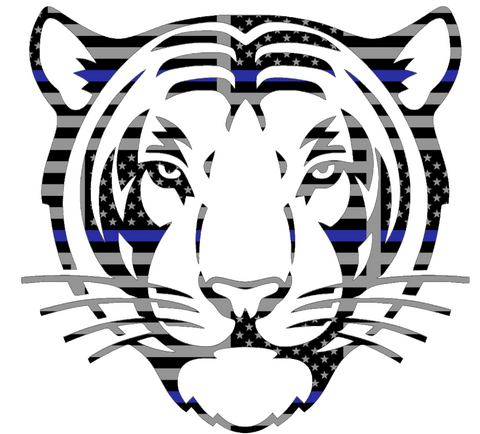 Princeton Tigers Mascot Logo Thin Blue Line American Flag Premium DieCut Vinyl Decal PICK SIZE