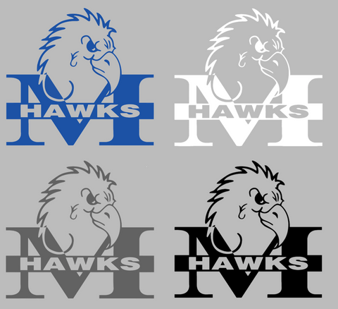 Monmouth Hawks Retro Throwback Logo Premium DieCut Vinyl Decal PICK COLOR & SIZE