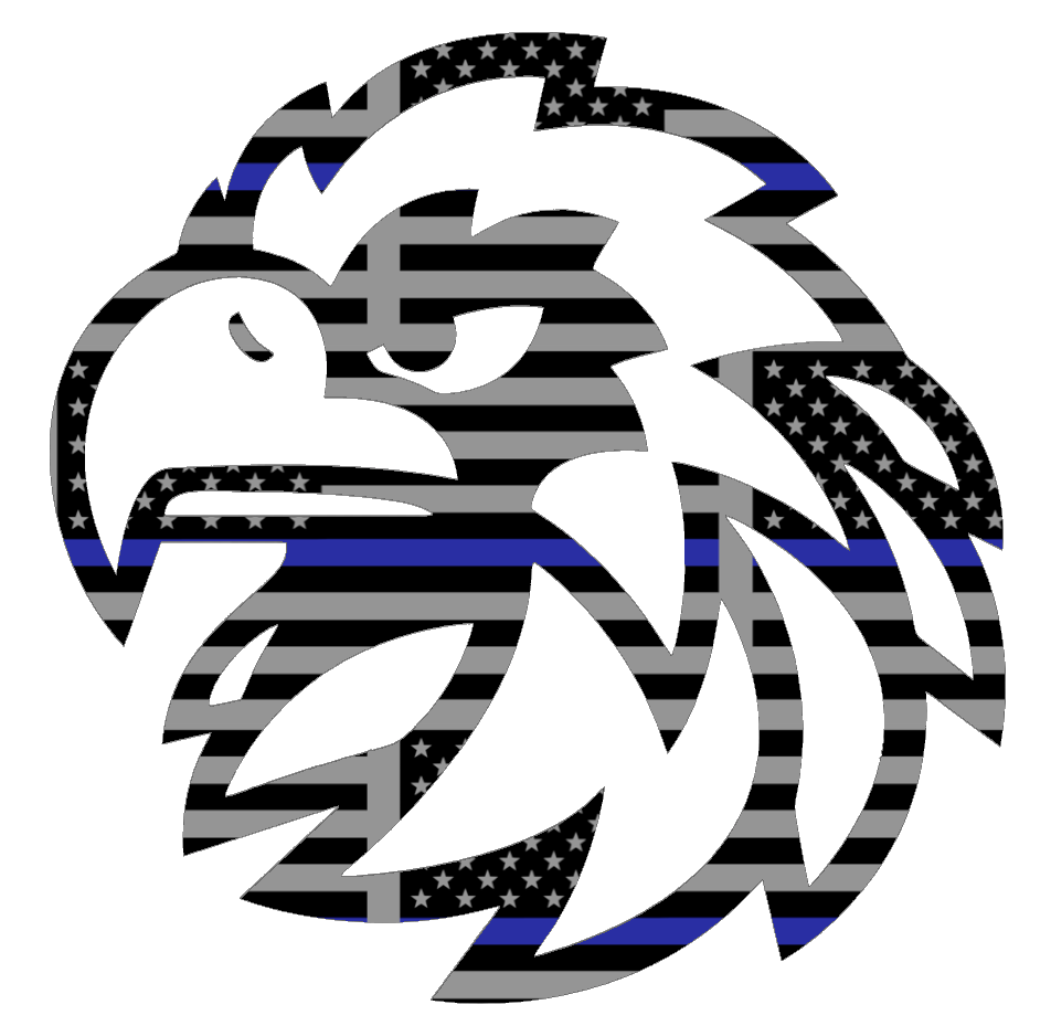 Monmouth Hawks Team Logo Thin Blue Line American Flag Premium DieCut Vinyl Decal PICK SIZE