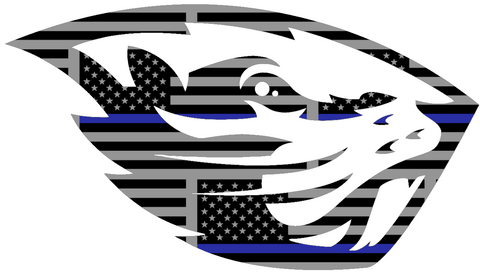 Oregon State Beavers Team Logo Thin Blue Line American Flag Premium DieCut Vinyl Decal PICK SIZE