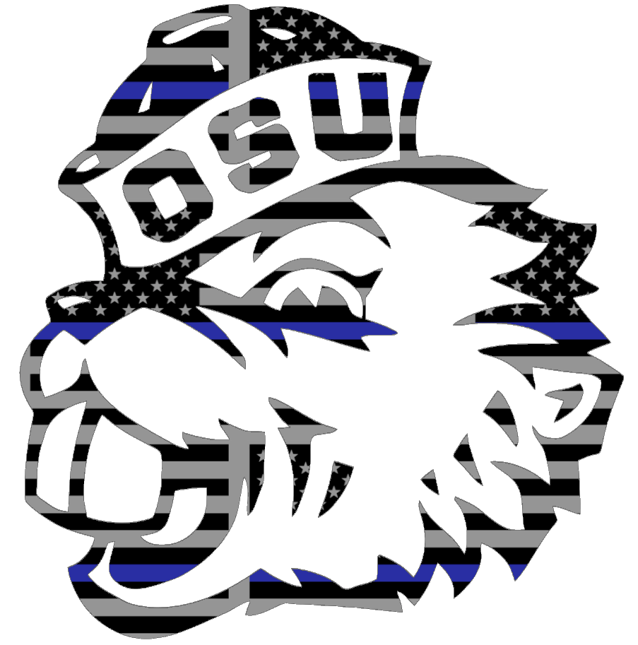 Oregon State Beavers Mascot Logo Thin Blue Line American Flag Premium DieCut Vinyl Decal PICK SIZE