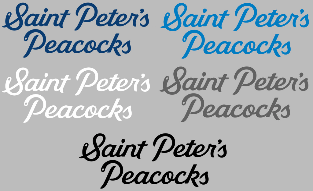 Saint Peters Peacocks Team Name Logo Premium DieCut Vinyl Decal PICK COLOR & SIZE