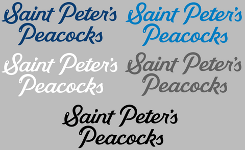 Saint Peters Peacocks Team Name Logo Premium DieCut Vinyl Decal PICK COLOR & SIZE