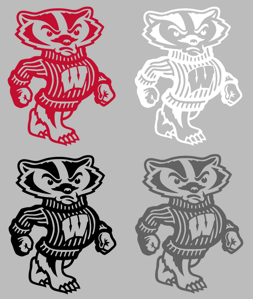 Wisconsin Badgers Bucky Mascot Logo Premium DieCut Vinyl Decal PICK COLOR & SIZE