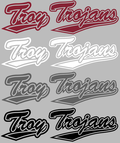 Troy Trojans Script Team Name Logo Premium DieCut Vinyl Decal PICK COLOR & SIZE
