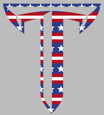Troy Trojans Team Logo Stars & Stripes USA American Flag Vinyl Decal PICK SIZE
