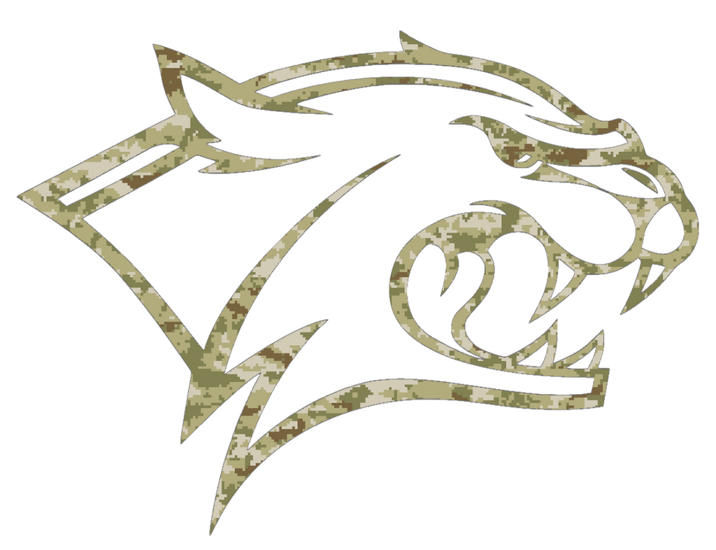 New Hampshire Wildcats Team Logo Salute to Service Camouflage Camo Vinyl Decal PICK SIZE