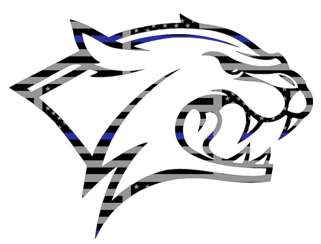New Hampshire Wildcats Team Logo Thin Blue Line American Flag Premium DieCut Vinyl Decal PICK SIZE