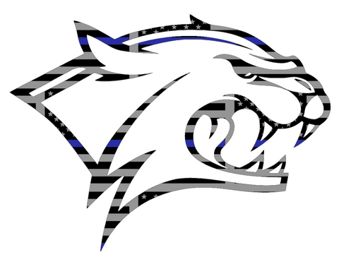 New Hampshire Wildcats Team Logo Thin Blue Line American Flag Premium DieCut Vinyl Decal PICK SIZE