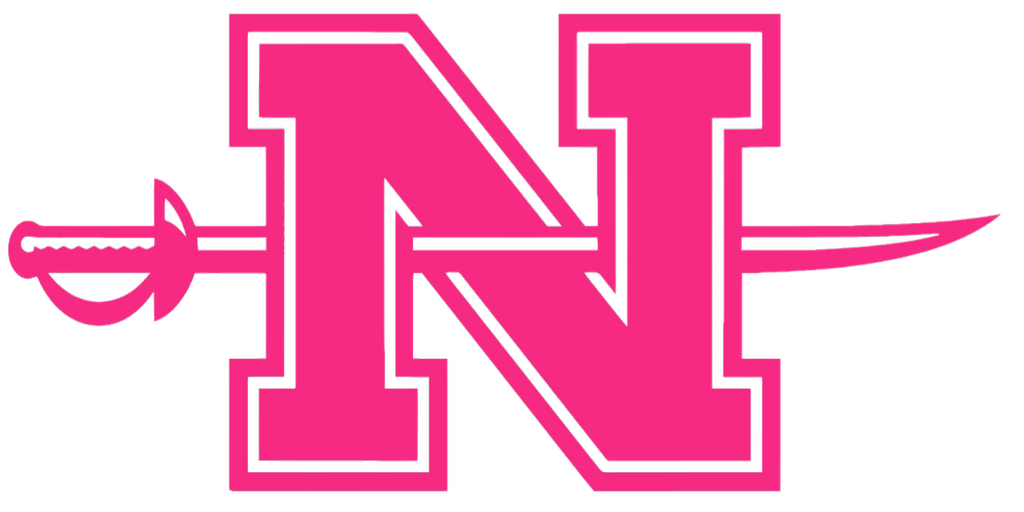 Nicholls State Colonels HOT PINK Team Logo Premium DieCut Vinyl Decal PICK SIZE