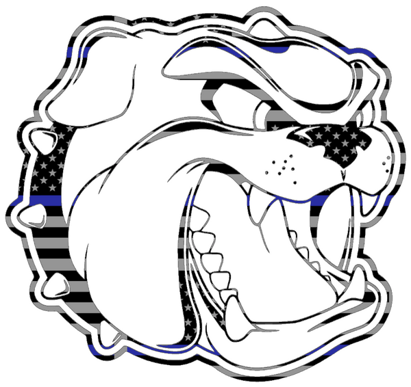 North Carolina Asheville Bulldogs Team Logo Thin Blue Line American Flag Premium DieCut Vinyl Decal PICK SIZE