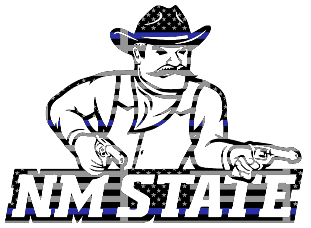 New Mexico State Aggies Alternate Logo Thin Blue Line American Flag Premium DieCut Vinyl Decal PICK SIZE