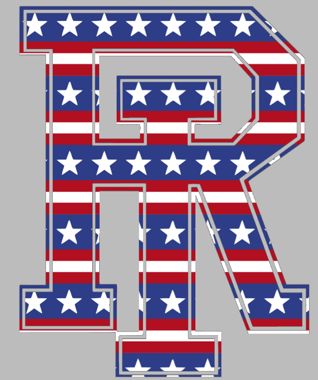 Rhode Island Rams Team Logo Stars & Stripes USA American Flag Vinyl Decal PICK SIZE