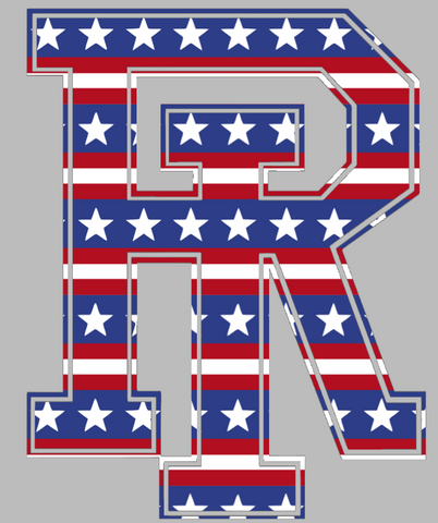 Rhode Island Rams Team Logo Stars & Stripes USA American Flag Vinyl Decal PICK SIZE