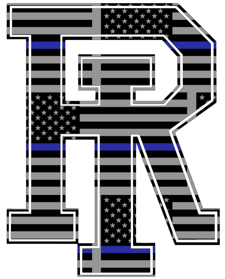 Rhode Island Rams Team Logo Thin Blue Line American Flag Premium DieCut Vinyl Decal PICK SIZE