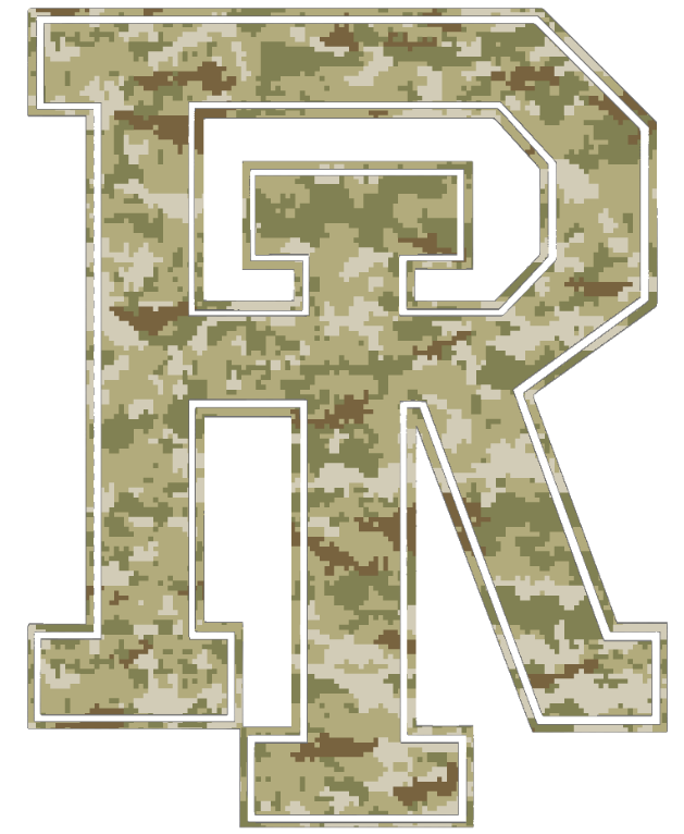 Rhode Island Rams Team Logo Salute to Service Camouflage Camo Vinyl Decal PICK SIZE
