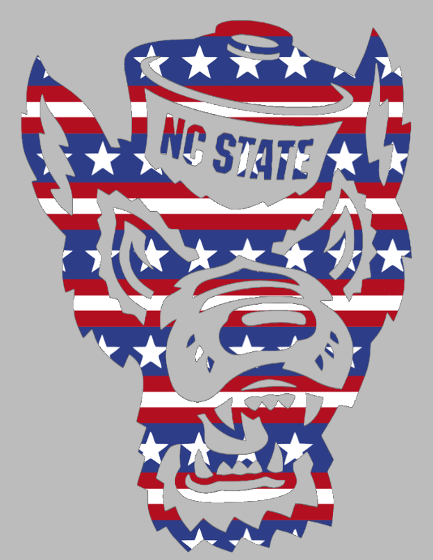 North Carolina NC State Wolfpack Mascot Logo Stars & Stripes USA American Flag Vinyl Decal PICK SIZE