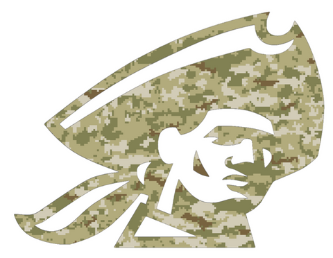Robert Morris Colonials Mascot Logo Salute to Service Camouflage Camo Vinyl Decal PICK SIZE