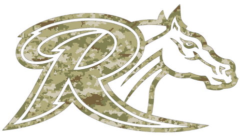 Rider Broncos R Logo Salute to Service Camouflage Camo Vinyl Decal PICK SIZE