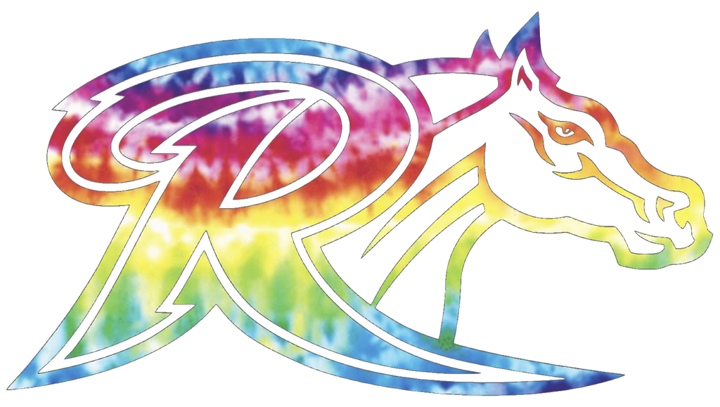 Rider Broncos R Logo Crucial Catch Cancer Tie Dye Vinyl Decal PICK SIZE