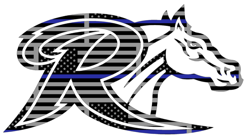 Rider Broncos R Logo Thin Blue Line American Flag Premium DieCut Vinyl Decal PICK SIZE