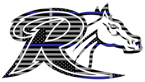 Rider Broncos R Logo Thin Blue Line American Flag Premium DieCut Vinyl Decal PICK SIZE