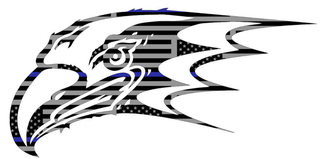 Niagra Purple Eagles Mascot Logo Thin Blue Line American Flag Premium DieCut Vinyl Decal PICK SIZE