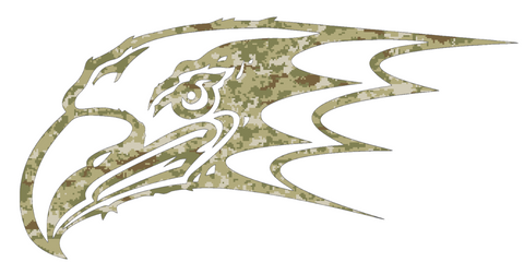 Niagra Purple Eagles Mascot Logo Salute to Service Camouflage Camo Vinyl Decal PICK SIZE