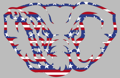 Alabama Crimson Tide Elephant Mascot Logo Stars & Stripes USA American Flag Vinyl Decal PICK SIZE