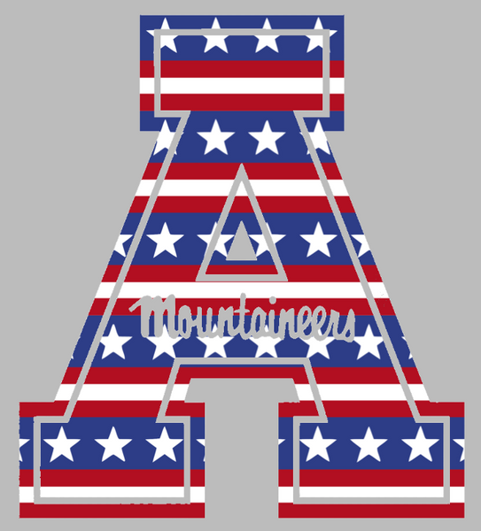 Appalachian State Mountaineers Team Logo Stars & Stripes USA American Flag Vinyl Decal PICK SIZE