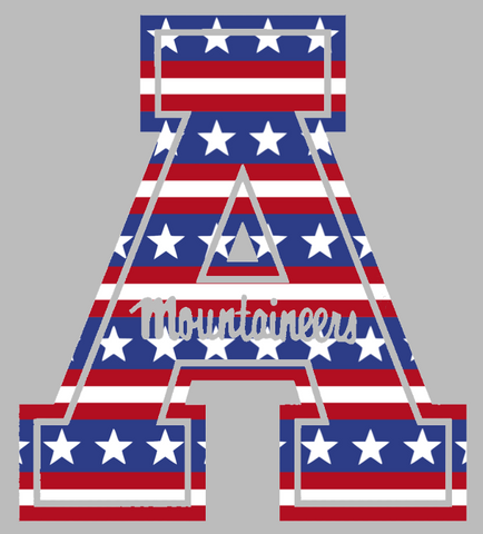 Appalachian State Mountaineers Team Logo Stars & Stripes USA American Flag Vinyl Decal PICK SIZE
