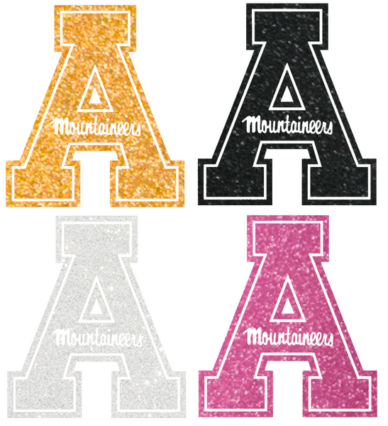 Appalachian State Mountaineers Metallic Sparkle Logo Premium DieCut Vinyl Decal PICK COLOR & SIZE