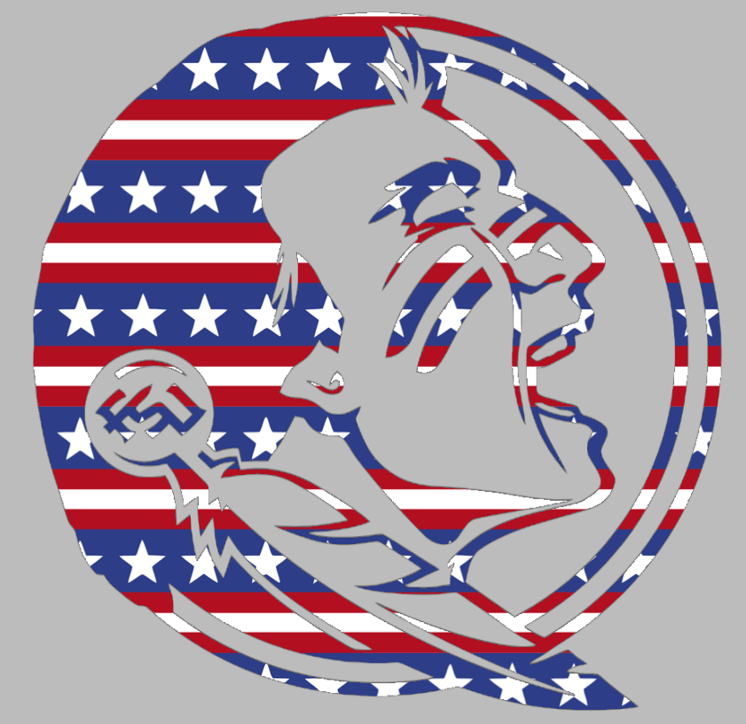 Florida State Seminoles Team Logo Stars & Stripes USA American Flag Vinyl Decal PICK SIZE