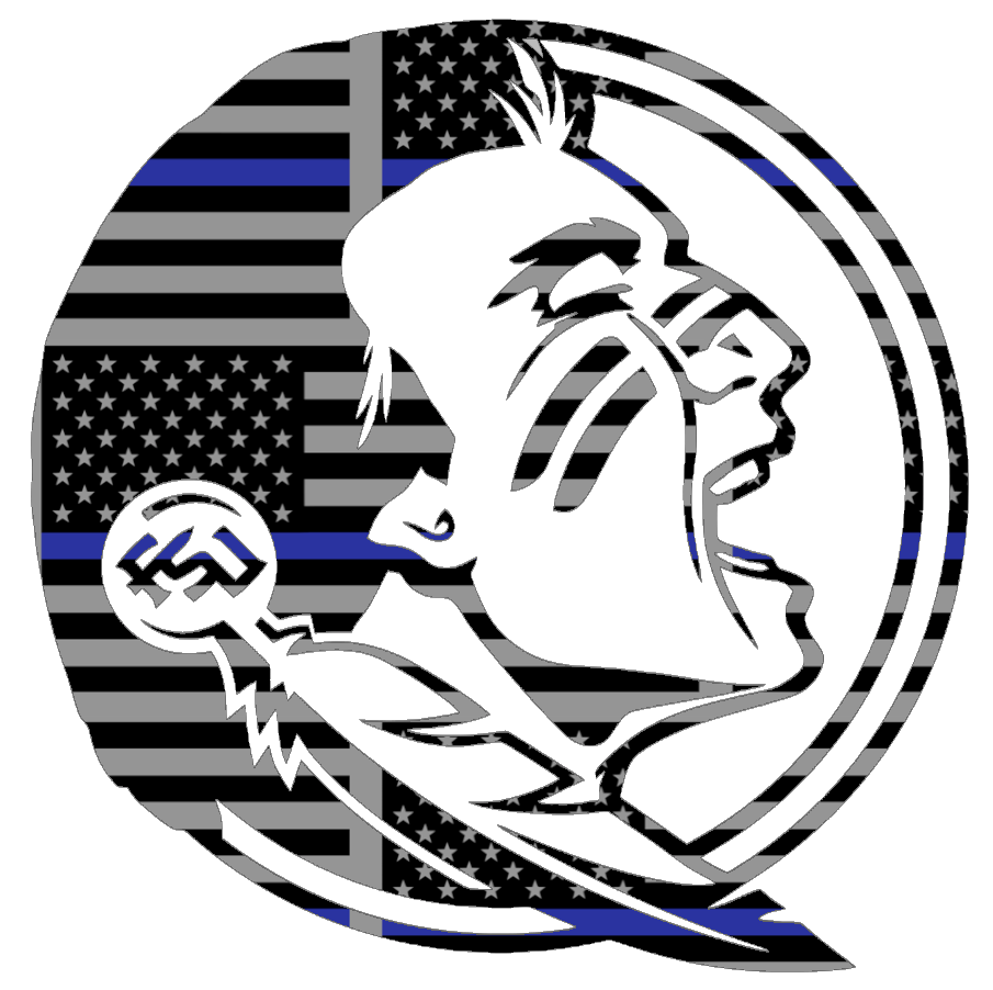 Florida State Seminoles Team Logo Thin Blue Line American Flag Premium DieCut Vinyl Decal PICK SIZE
