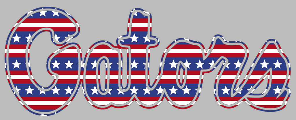 Florida Gators Script Logo Stars & Stripes USA American Flag Vinyl Decal PICK SIZE