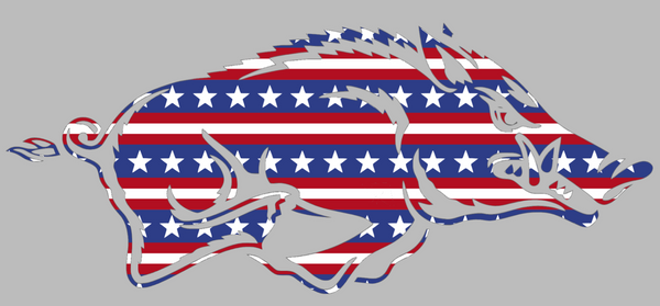 Arkansas Razorbacks Team Logo Stars & Stripes USA American Flag Vinyl Decal PICK SIZE